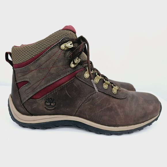Timberland Womens Norwood Mid Waterproof Boots 11 Brown Leather Hiking Outdoor - Picture 6 of 13